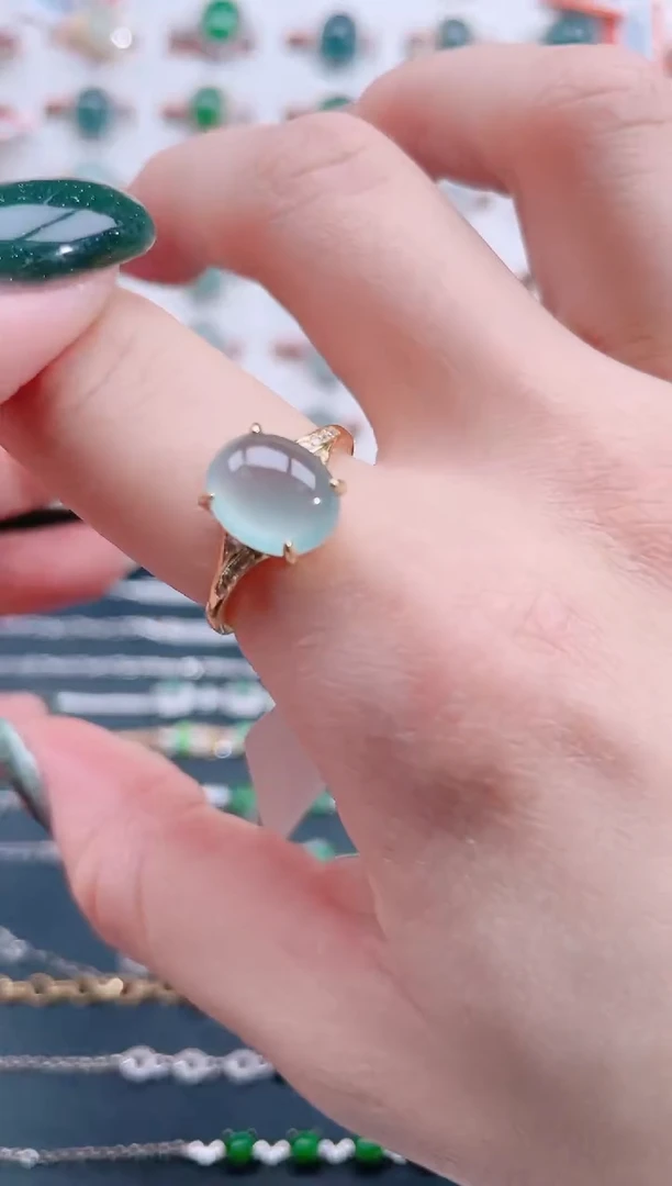 银S925镶嵌戒指翡翠天然翡翠