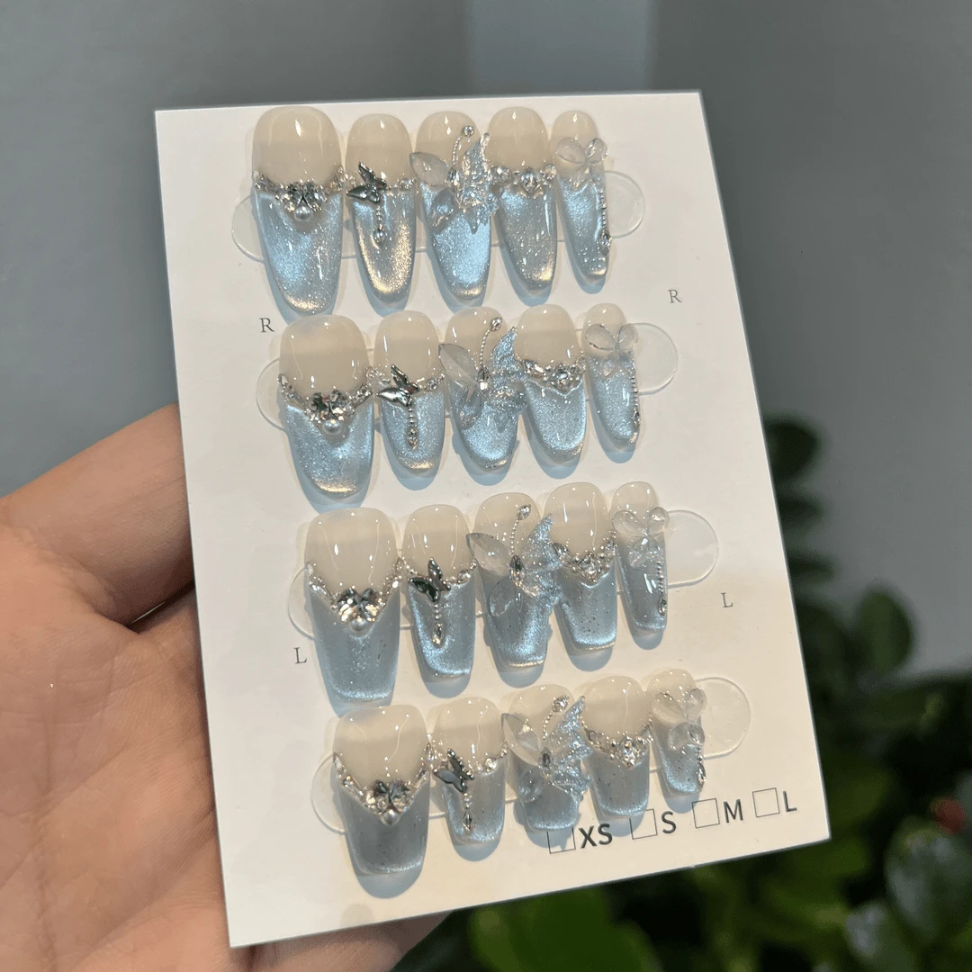 【蓝澈】纯手工穿戴甲美甲穿戴式光疗甲冰透渐变流行纯欲