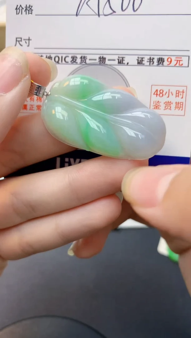 颈饰18K金镶嵌翡翠天然缅甸A货翡翠百元以上9元证书费自理
