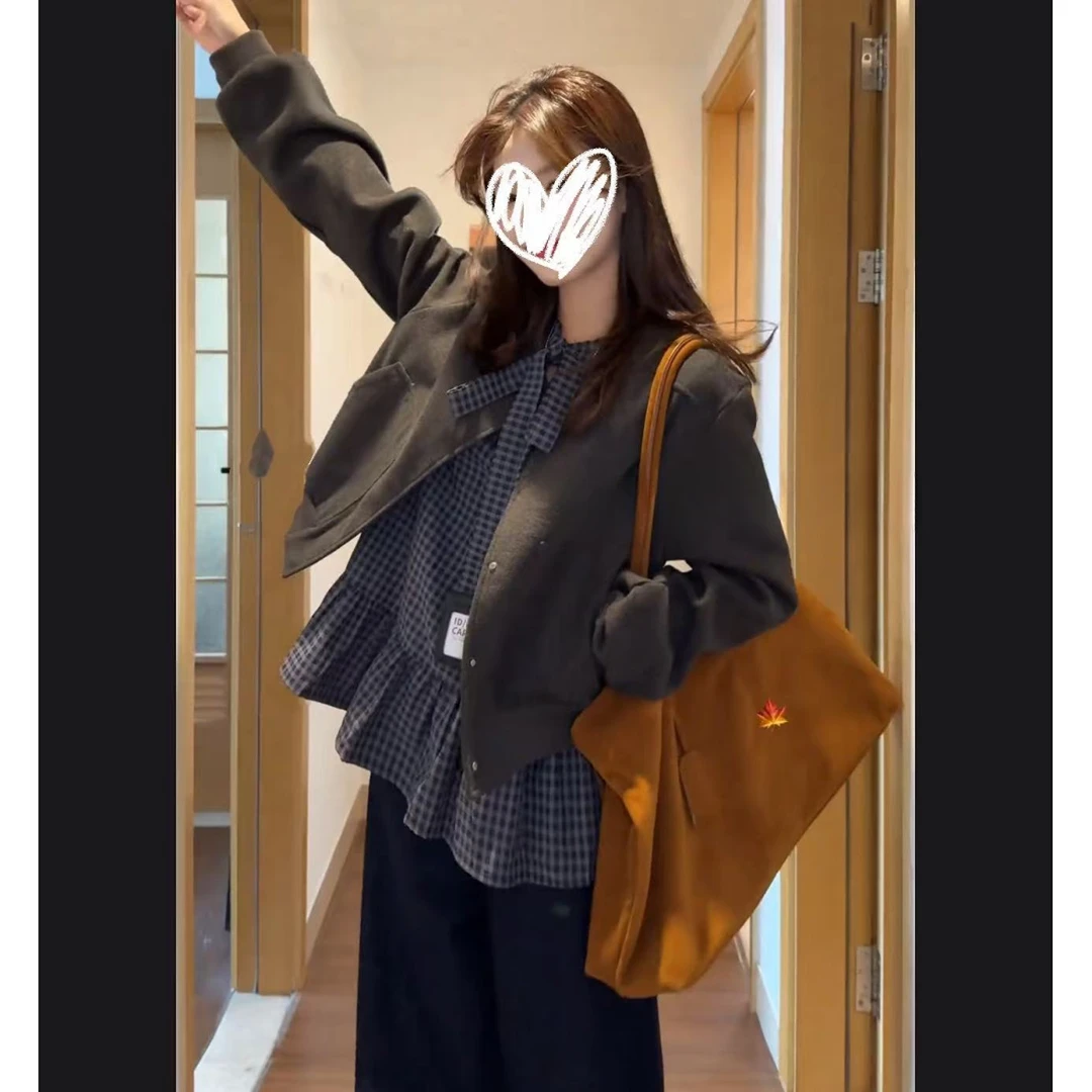 【加绒版】学院风时尚套装少女风轻职风外套INS风休闲风衬衫两件套