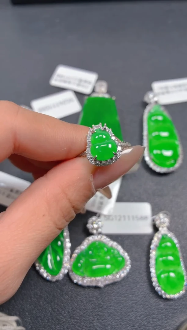 银S925镶嵌挂件翡翠111