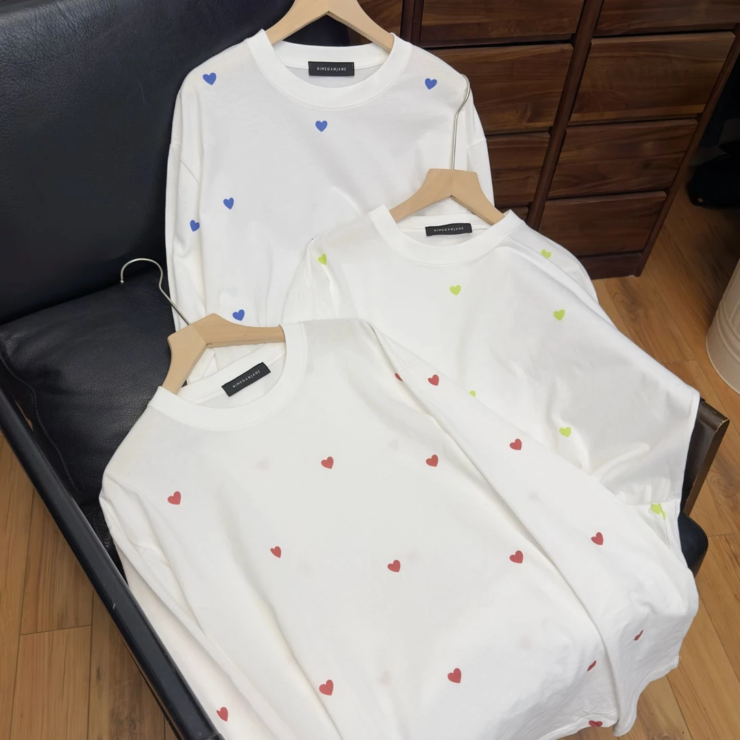 匹马棉爱心印花 软糯慵懒长袖T 40220