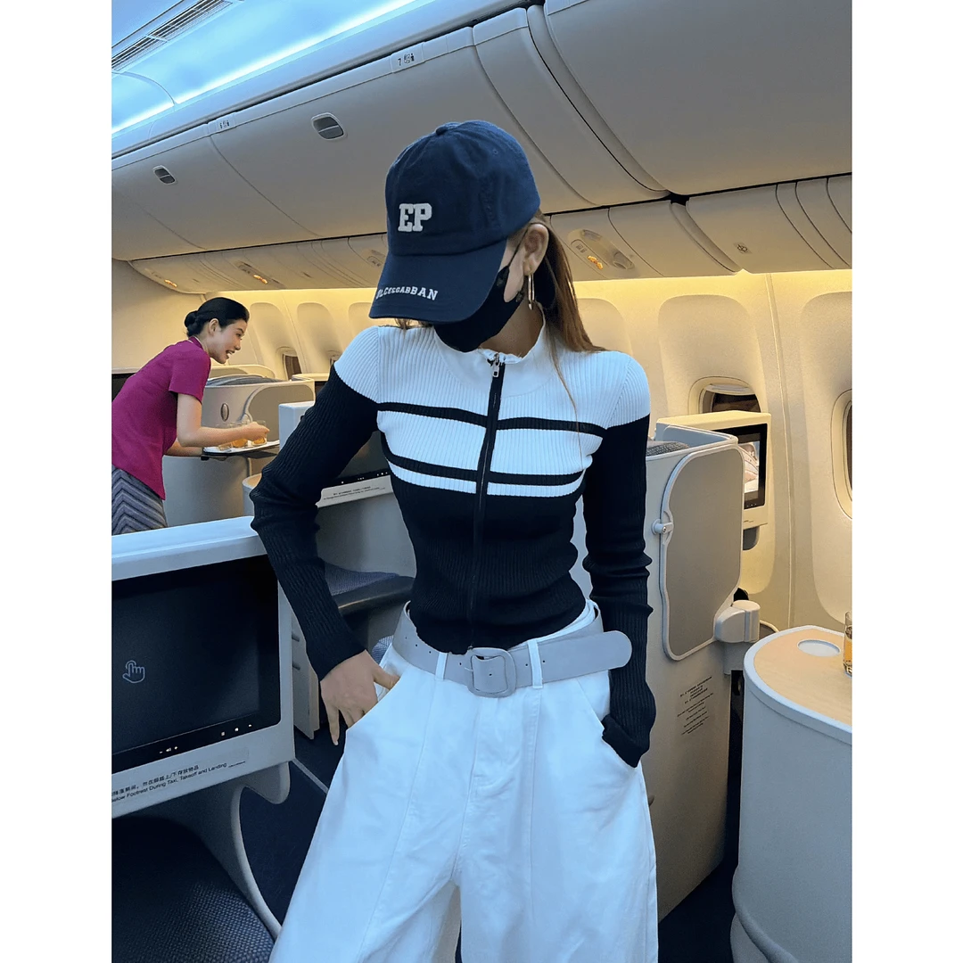 李婉君立领短款针织外套女秋季chic显瘦修身休闲上衣LWJ25C3T3037