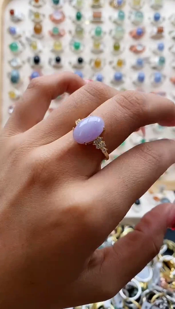 【闪购商品】翡翠戒指银S925镶嵌缅甸天然A货翡翠111 6+6