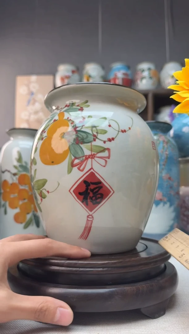 【闪购商品】瓶景德镇手绘陶瓷花瓶无孔高18口13左右