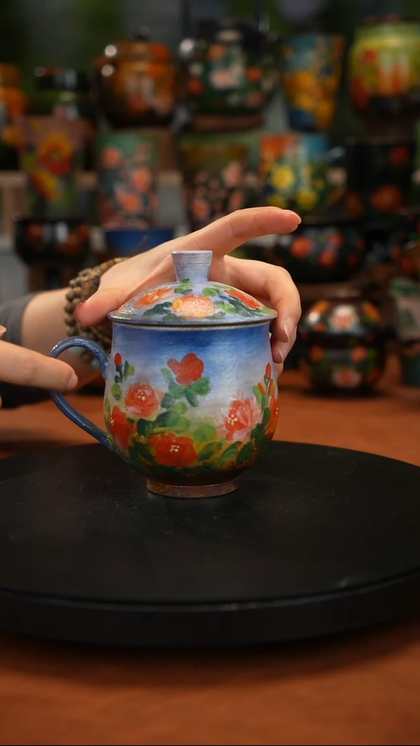 紫砂油画釉下彩手绘
