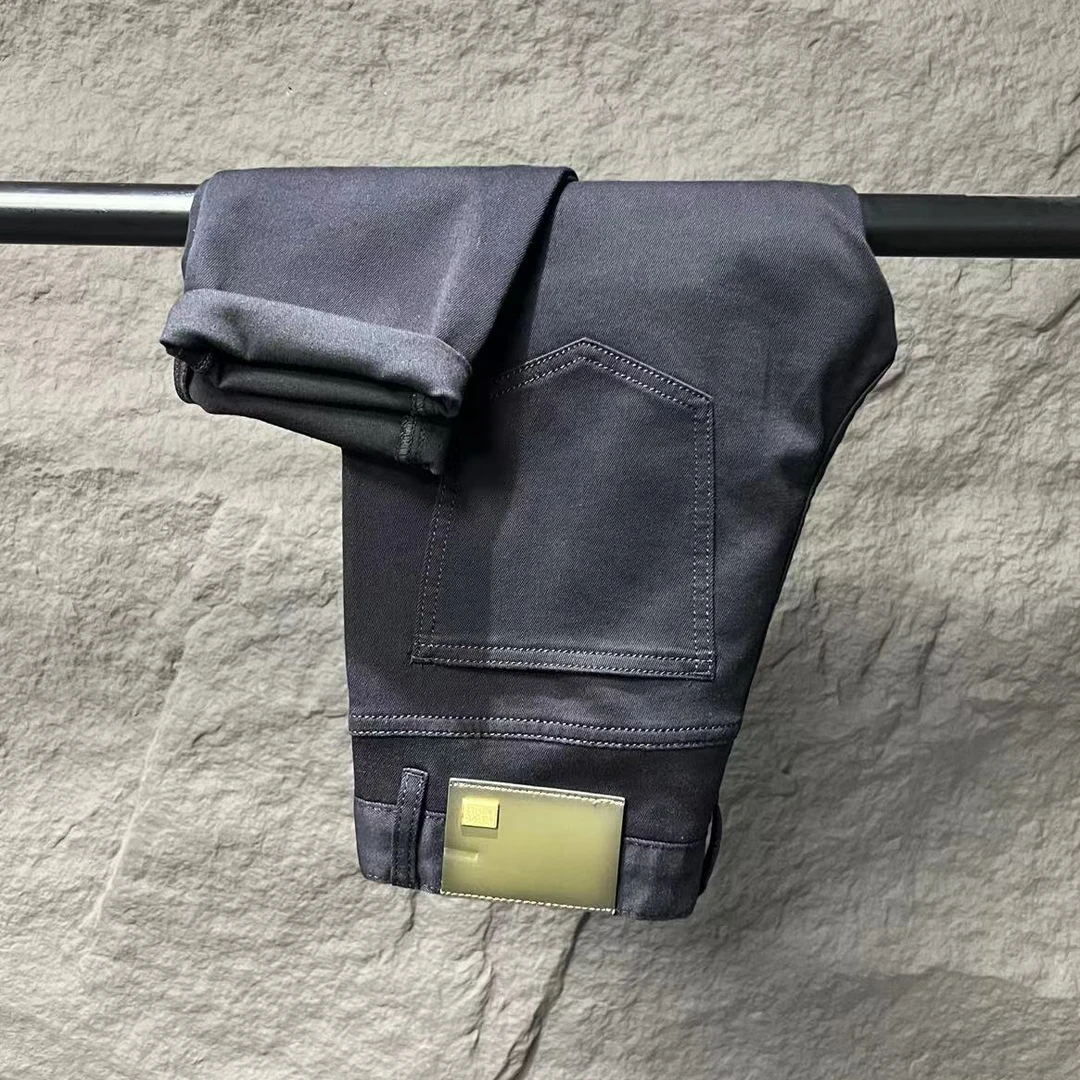 小魔怪2025春夏新款黑色牛仔裤男修身小直筒百搭弹力欧货轻奢长裤