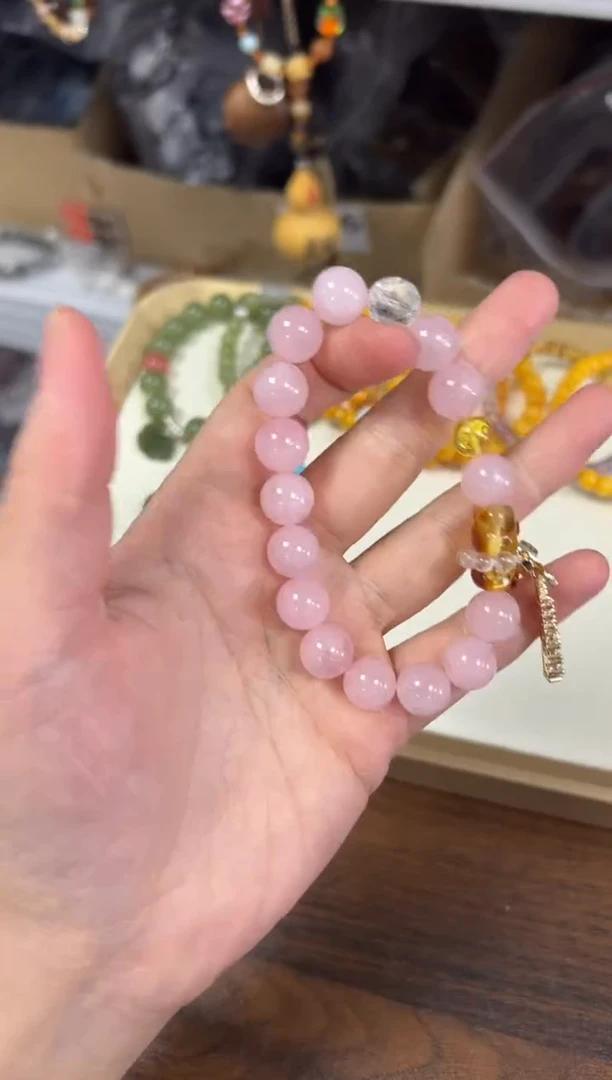 水晶手链未镶嵌马粉水晶蜜蜡小熊款手链[2211]