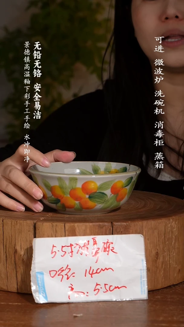 碗陶瓷景德镇高温瓷釉下彩手绘陶瓷