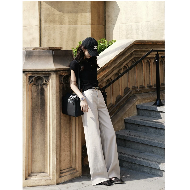 Choumei Home【沙茶】夏土耳其棉巴恩风牛仔裤女老钱直筒阔腿裤薄款