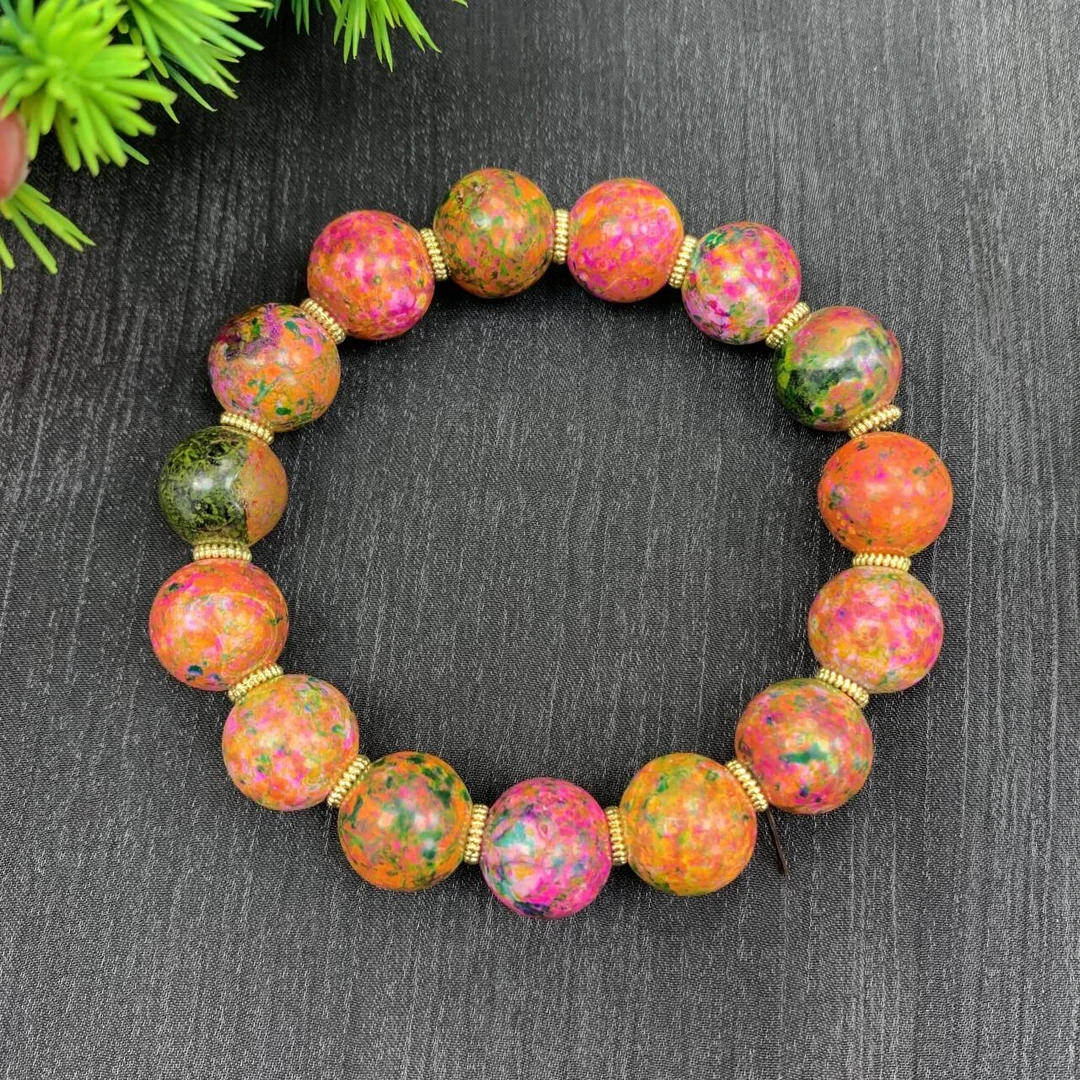 【福小满】TC33002福小满原矿孔雀王灵草手串(多样性发其一)