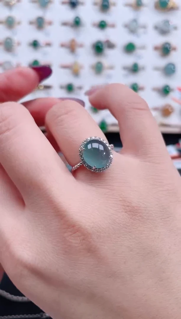 银S925镶嵌戒指翡翠天然翡翠