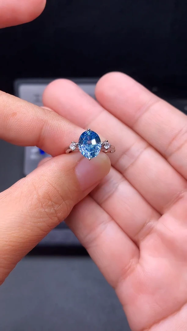 银S925镶嵌戒圈海蓝宝石11