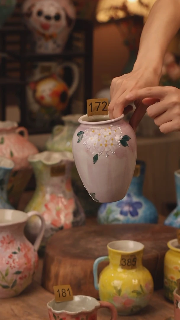 陶瓷172景德镇设计师手作花器摆件侘寂风