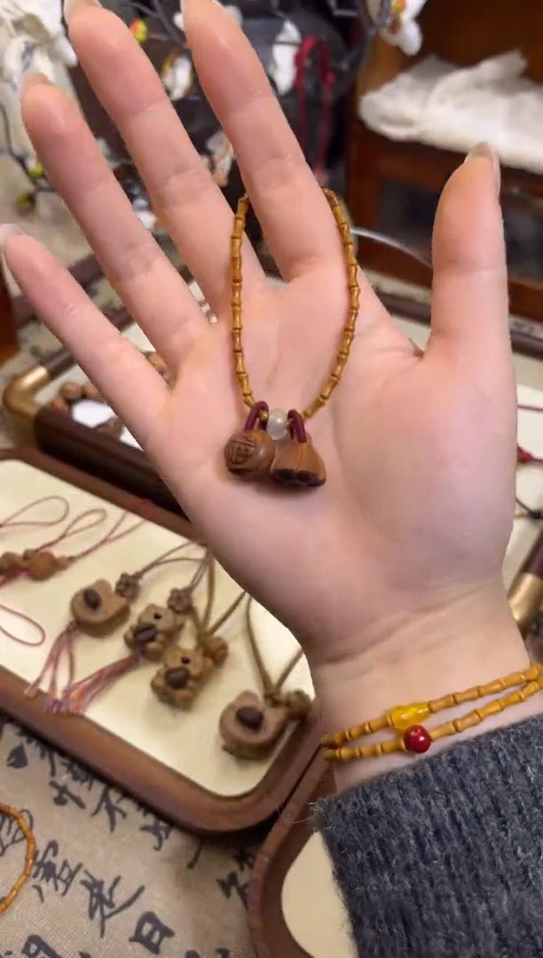 手串桃核【桃缘行】竹节「福气莲莲」桃木桃核辟、挡、驱、护 备注手围