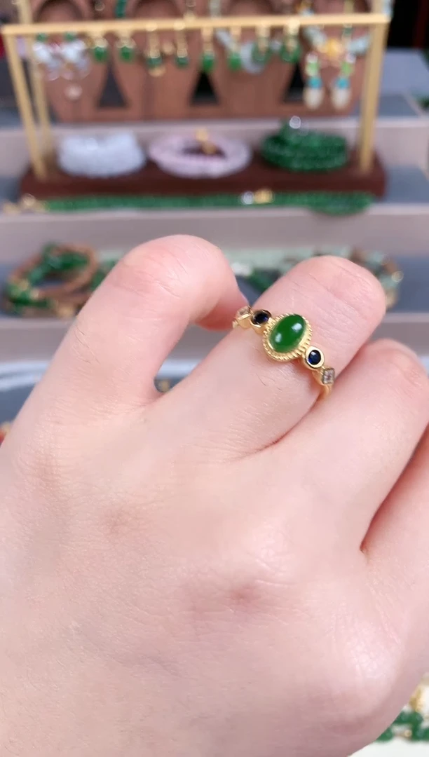 银S925镶嵌戒指和田玉1