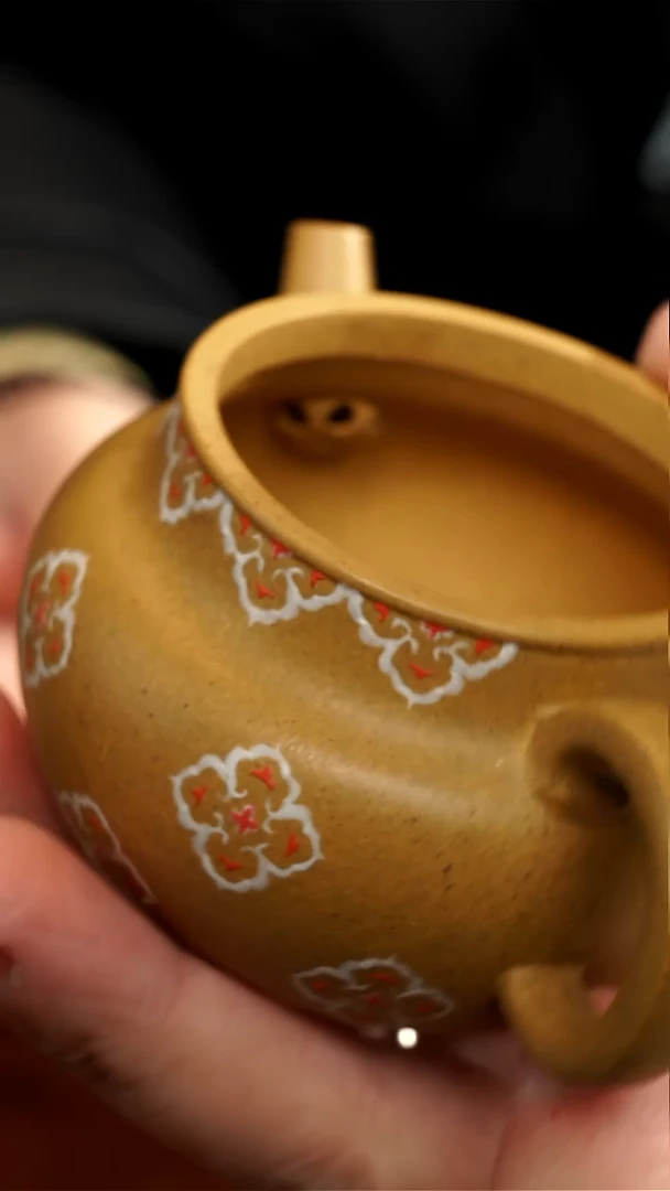 茶壶紫砂黄金段花花汉瓦壶