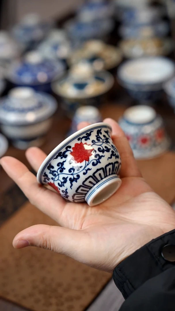 釉il红缠枝压手11111