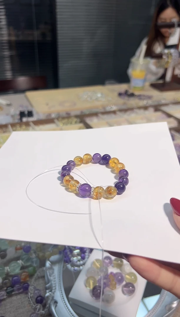 未镶嵌手串水晶紫兔毛黄塔晶定制