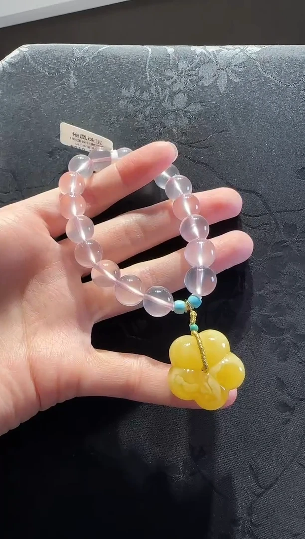 18K金镶嵌手串水晶珠径11mm 花花款