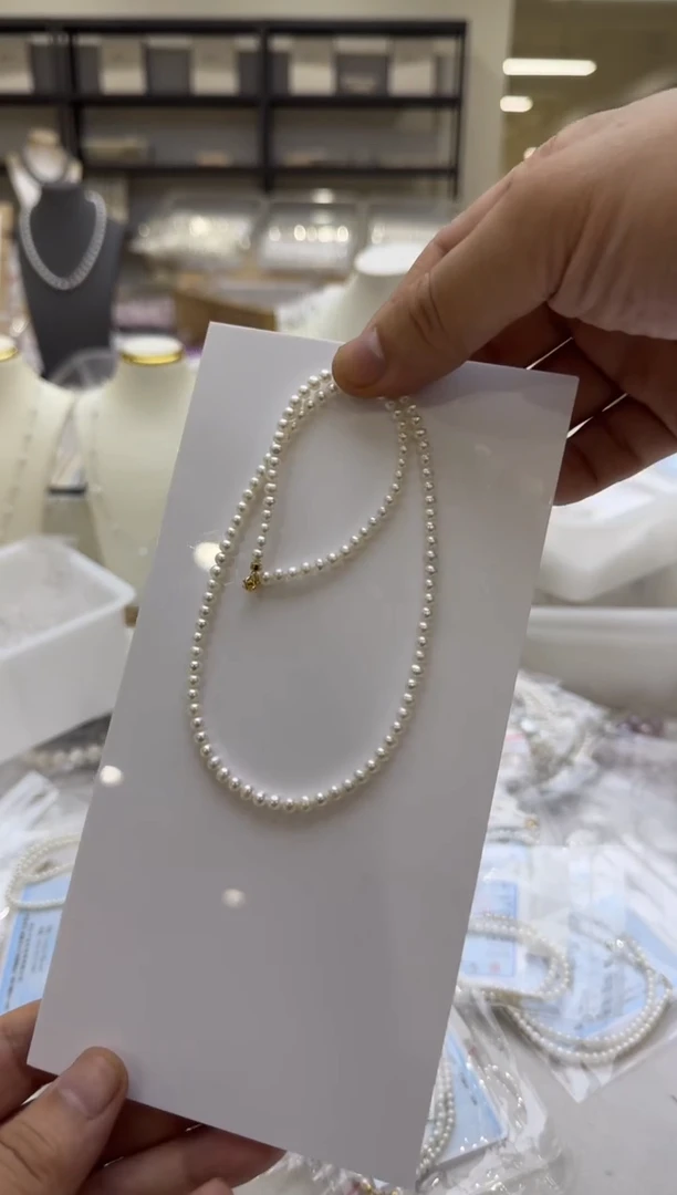 淡水珍珠18K金镶嵌项链4-5mm 金贴片