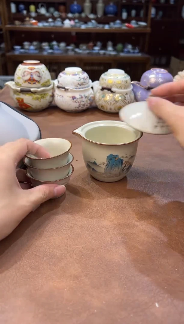 真的很便宜超好看会开片的旅行茶具