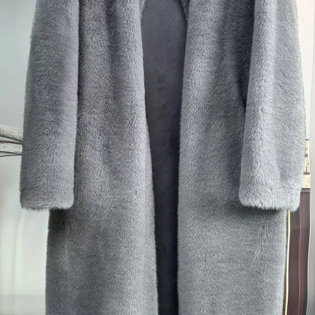 【福利精品】立领中长款仿貂绒气质大衣