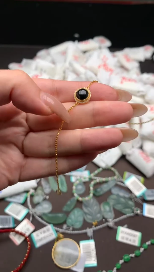 【闪购商品】翡翠手链18K金镶嵌一