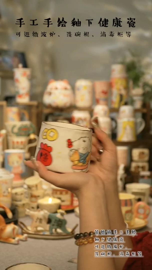 【闪购商品】杯陶瓷景德镇高温釉下彩&A681