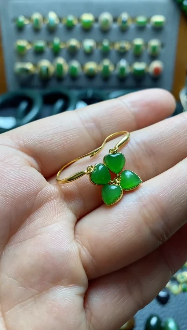 【闪购商品】和田玉耳钉银S925镶嵌耳钉