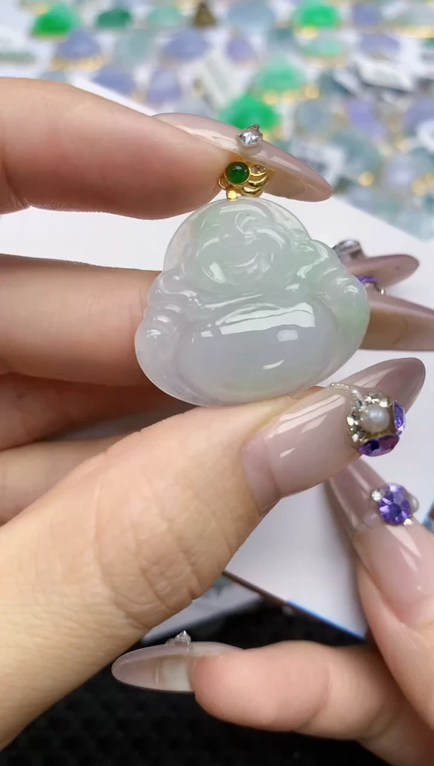 翡翠挂件银S925镶嵌1    天然翡翠A货