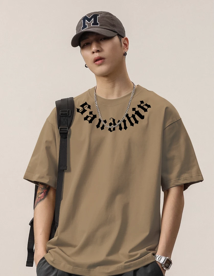 【领口字母】潮流时尚新款半袖休闲宽松潮流T恤百搭5887