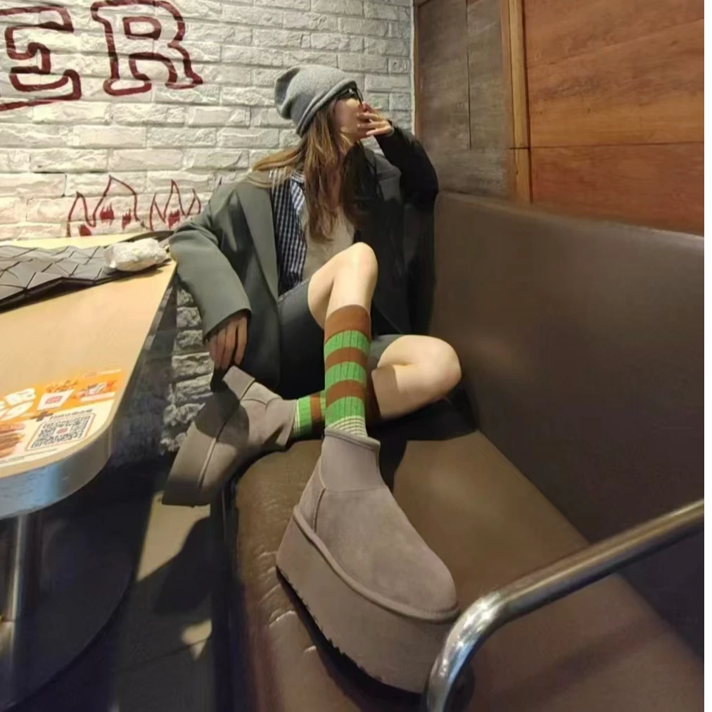 【弹力带雷云色】桑坡皮毛一体弹力带2024新款爆款时尚秋冬雪地靴