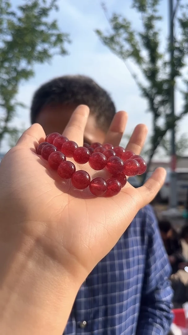 石英质玉手链未镶嵌天然草莓晶手串多样性发一11mm