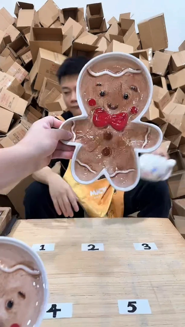 瓷片姜饼人全身盘2件套