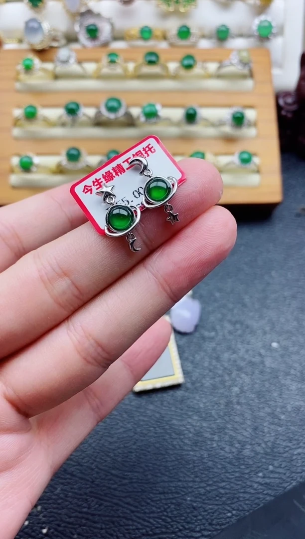 银S925镶嵌戒指翡翠1