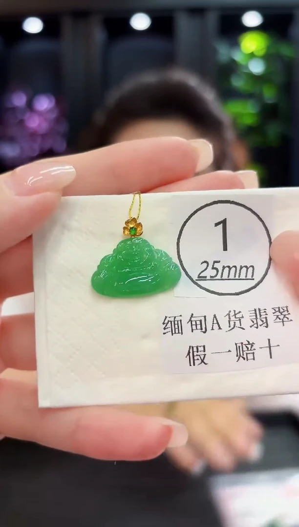 颈饰18K金镶嵌翡翠缅料A货/支持复检/一件