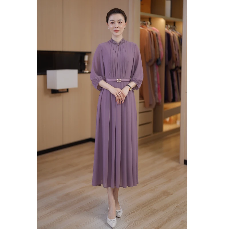 [紫苏雅韵]夏季新款气质显瘦时尚连衣裙高贵优雅
