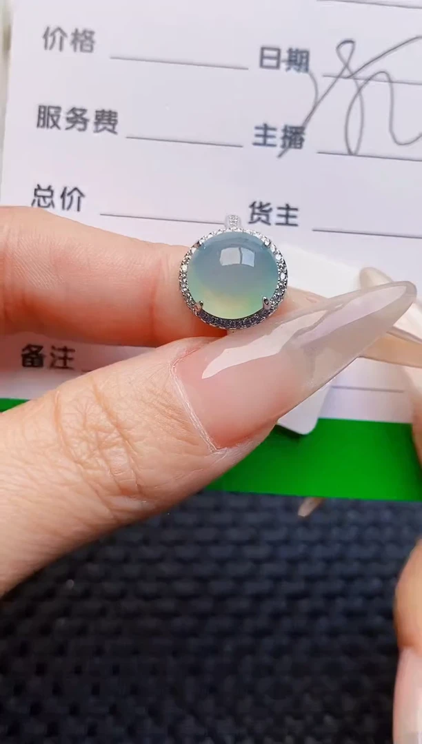 银S925镶嵌戒指翡翠3019