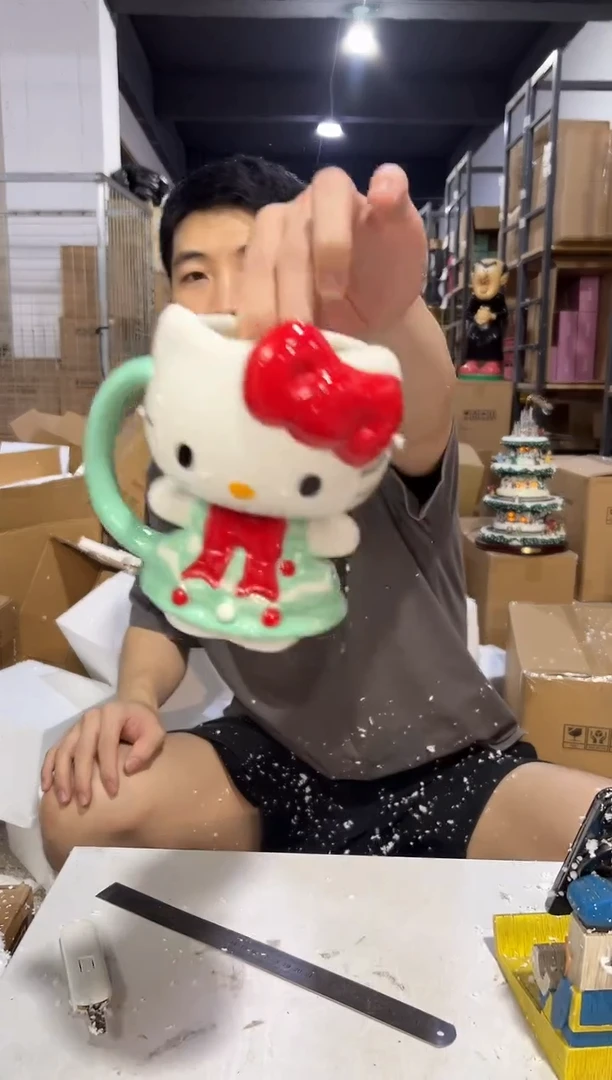 瓷片圣诞绿色裙子kt全身杯