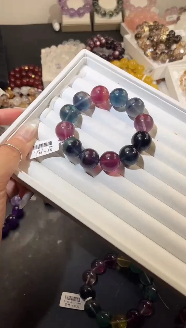 未镶嵌手链萤石多样性发一Q48彩萤石18mm