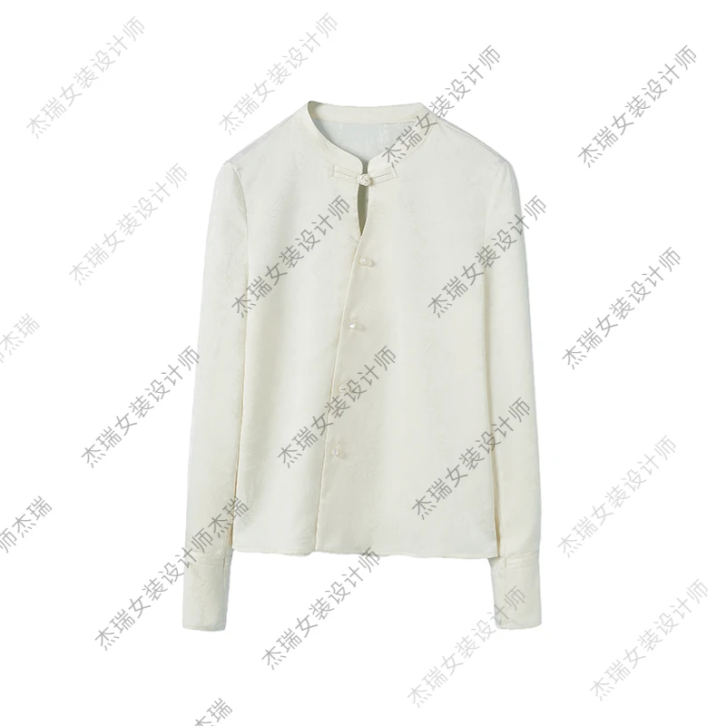 亦雯【仙风道骨】2024夏装新中式国风衬衫斜盘口女设计感通勤职场