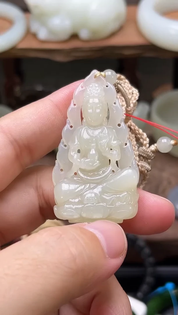 【闪购商品】和田玉吊坠未镶嵌青海青白 观音 9006366