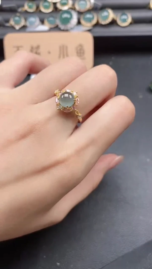 翡翠戒指银S925镶嵌515-20