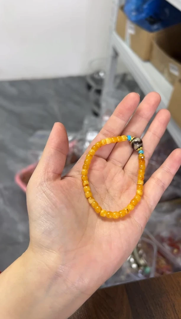 未镶嵌蜜蜡手链精工蜜蜡直切虎牙珠手链[0731]