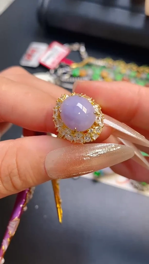 银S925镶嵌戒指翡翠天然