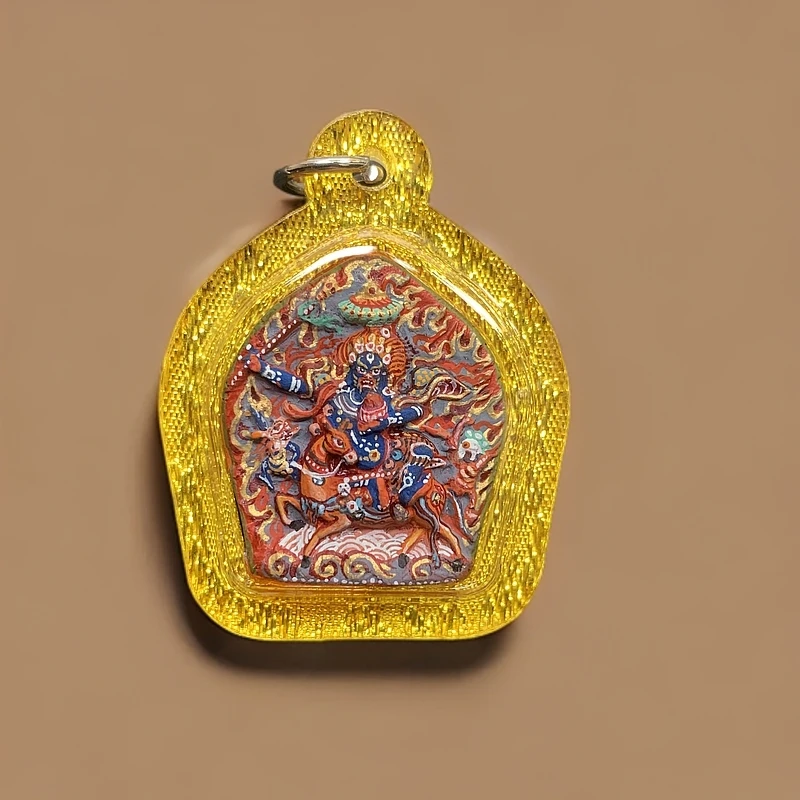 吉祥天母立体纯银擦擦纯手工手绘唐卡随身擦擦嘎乌盒吊坠挂件饰品