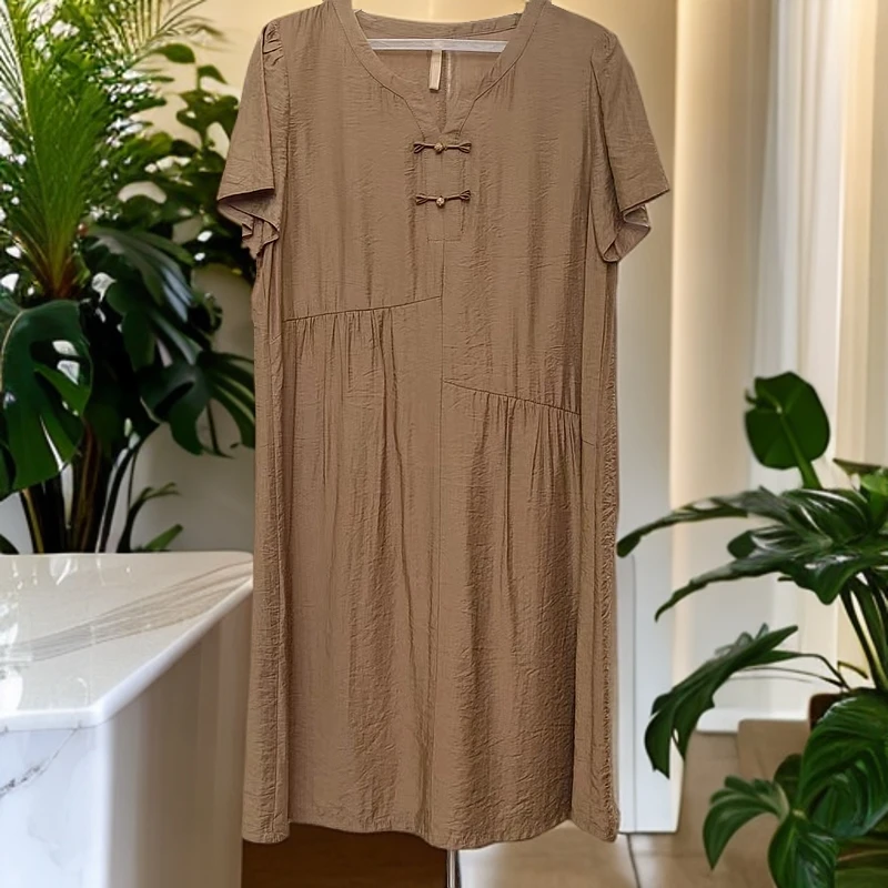 A055#【木兮兮专属】2026年夏季新款女气质显瘦中长款连衣裙 女