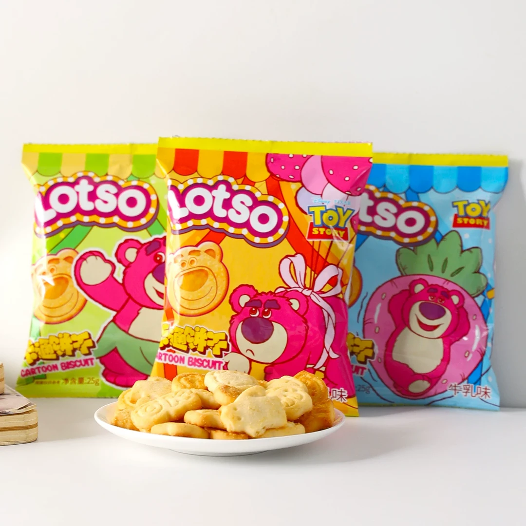 迪士尼牛乳味卡通造型饼干草莓熊趣味造型饼干儿童休闲零食小吃
