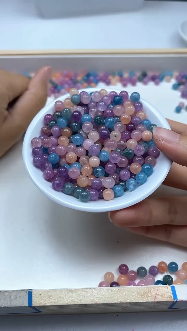 散珠未镶嵌碧玺E519 七彩碧玺6mm30个6元